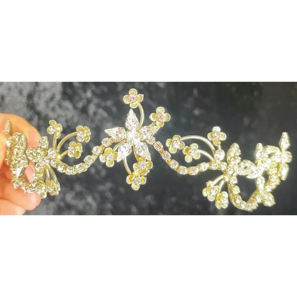 Malis Henderson Rhinestone Crystal Flower Bridal Headpiece NEW‎